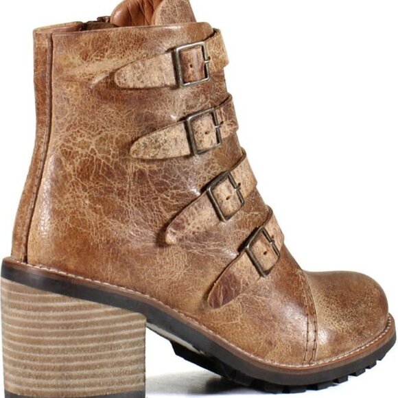 NEW DIBA TRUE Leather Com Rad Buckle Booties in tan for women 825 4m2 - Picture 5 of 5